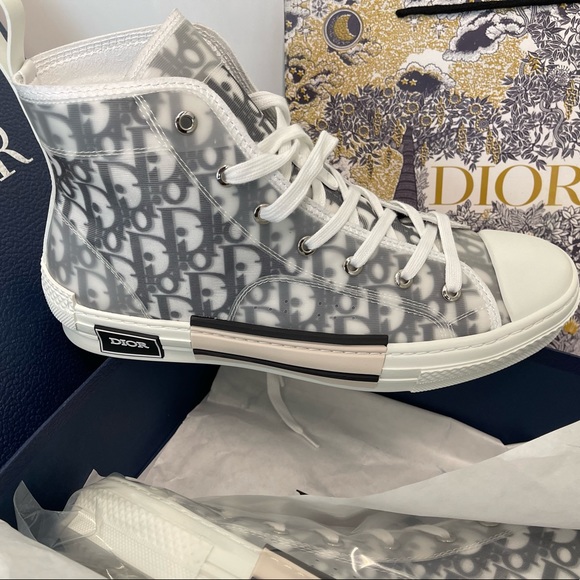 DIOR HOMME:B23 HIGH-TOP in White and Black size 45 - Picture 5 of 14